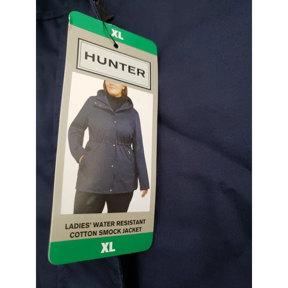 NEW XL NAVY BLUE Hunter Womens Water-Resistant Cotton Smock Jacket Chore Utility